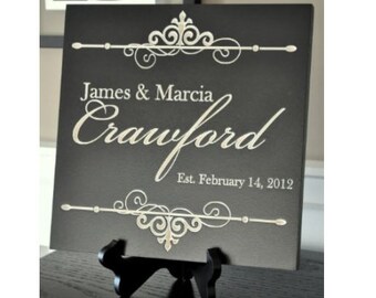 Personalized Carved Wood Family Name Sign With Established Date 11x11
