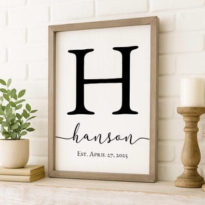 Personalized Family Name Sign - Custom Wooden Frame & Canvas Monogram - Perfect for Weddings, Anniversaries, Housewarmings - Handmade Decor