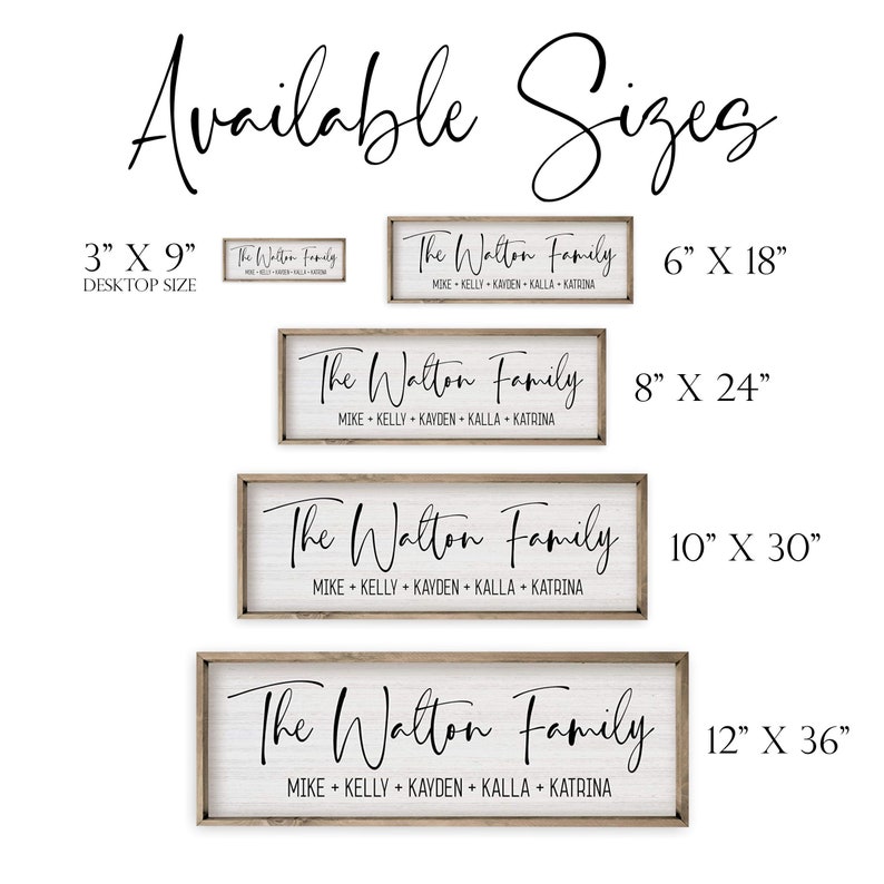 Rustic family name sign, personalized family frame available in five different sizes for the perfect fit in any room.