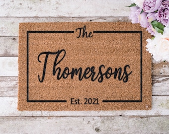 Personalized Family Name Doormat - Custom Coir Mat for Your Home's Entrance