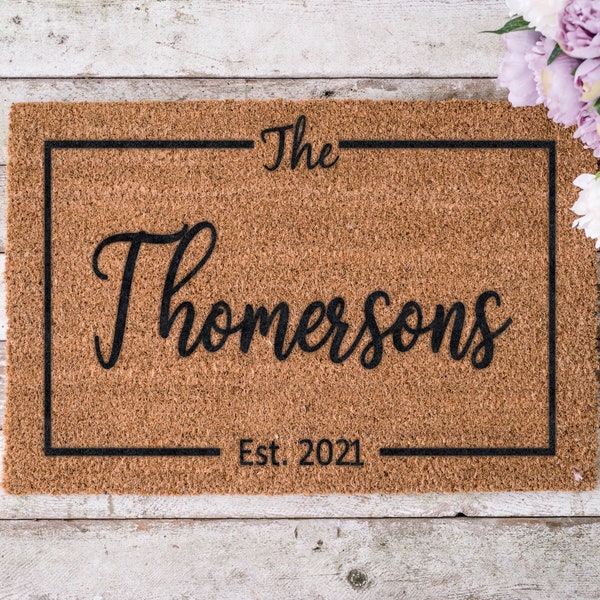 Personalized Family Name Doormat - Custom Coir Mat for Your Home's Entrance