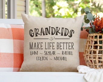 Personalized Grandkids Names Pillow Cover with Custom Names - The Perfect Gift for Proud Grandparents