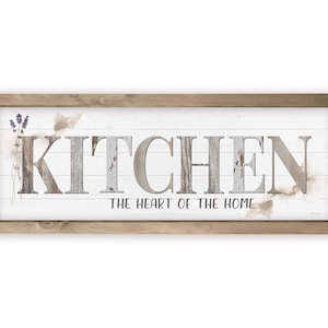 Kitchen The Heart Of The Home Rustic Farmhouse Wall Sign - Available In Four Sizes