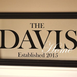 Personalized Glass Family Name Sign With Established Date 11x21 image 1