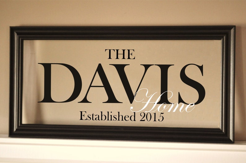 Personalized Glass Family Name Sign With Established Date 11x21 image 1