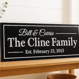 Personalized Carved Wood Family Name Sign With Established Date