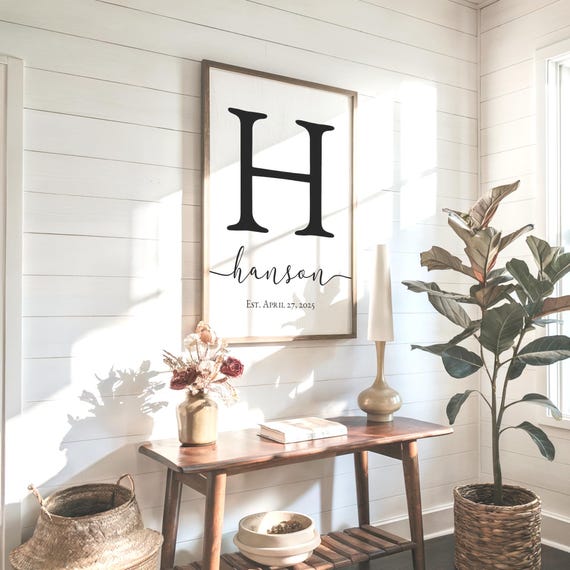 Personalized Family Name Sign, Custom Last Name Sign, Wedding Gift, Established Sign, Farmhouse Wall Decor, Housewarming Gift