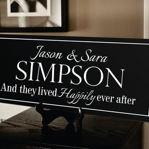 Personalized And They Lived Happily Ever After Carved Wood Family Name Sign With Established Date