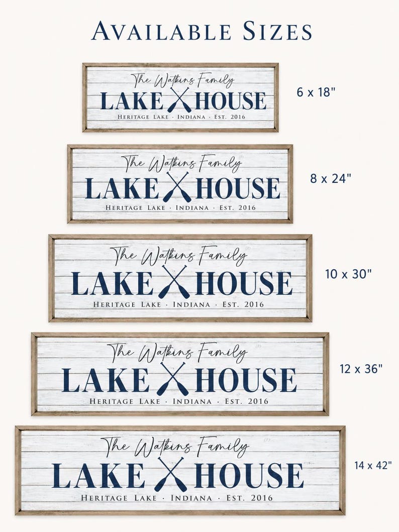 Personalized Lake House Sign, Custom Family Last Name Lake House Sign, Cabin Sign, Lake Home Wall Decor, Housewarming Gift image 2