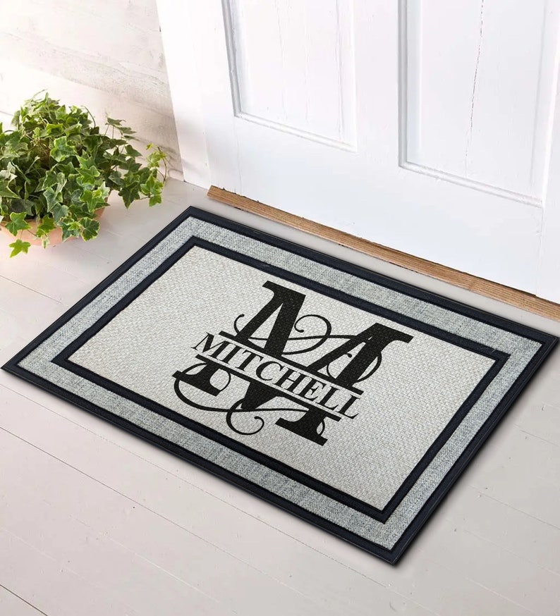Personalized Doormat Custom Monogram Door Mat With Monogram Initial 18x30 image 3