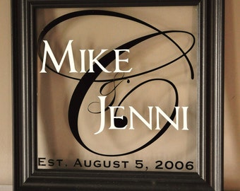 Personalized Glass Family Name Sign 11x11