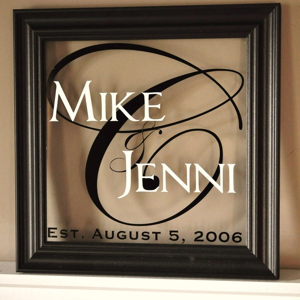 Personalized Glass Family Name Sign 11x11