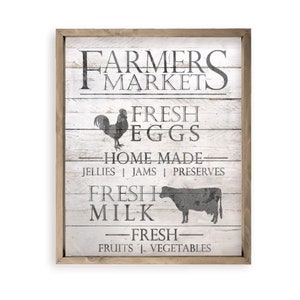 Farmers Market Fresh Eggs Farmhouse Style Wall Decor Sign - Available In Four Sizes