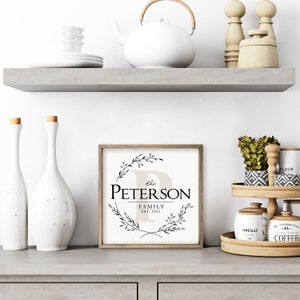 Personalized Printed Wood Family Name Sign With Monogram Initial Framed image 5