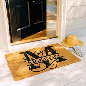 Personalized Custom Split Monogram Coir Coconut Husk Doormat Available In Three Sizes