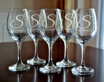 Personalized Engraved Wine Glasses With Monogram (Sold Individually)