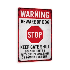 Warning Sign for Gates and Fences &quot;Warning Stop Keep Gate Shut&quot; Sign - Red And White 8&quot;x 12&quot; Durable And Easy To Install