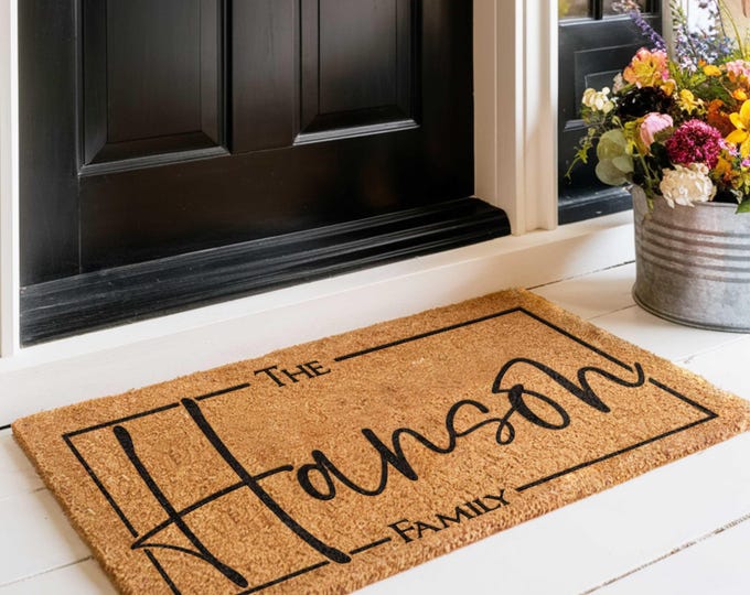 Personalized Custom Coir Doormat - Natural Fiber Welcome Mat | Perfect Housewarming Gift, Gifts for Her, and Unique Home Decor