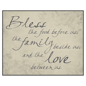 Bless The Food Before Us Farmhouse Style Wood Wall Decor Sign 12x15