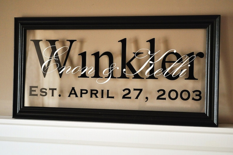 Personalized Glass Family Name Sign With Established Date 11x21