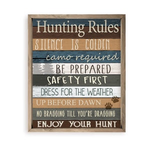 Hunting Rules Farmhouse Style Wall Decor Sign - Available In Four Sizes