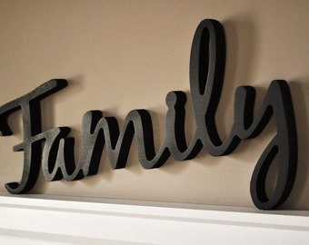 Family 3D Word Art Wood Cutout 9.5 x 20