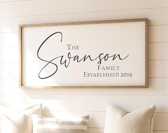 Personalized Printed Framed Family Name Sign With Established Date