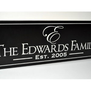 Personalized Carved Wood Family Name Sign With Established Date And Monogram image 1