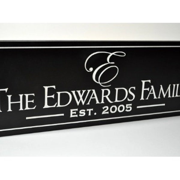 Personalized Carved Wood Family Name Sign With Established Date And Monogram