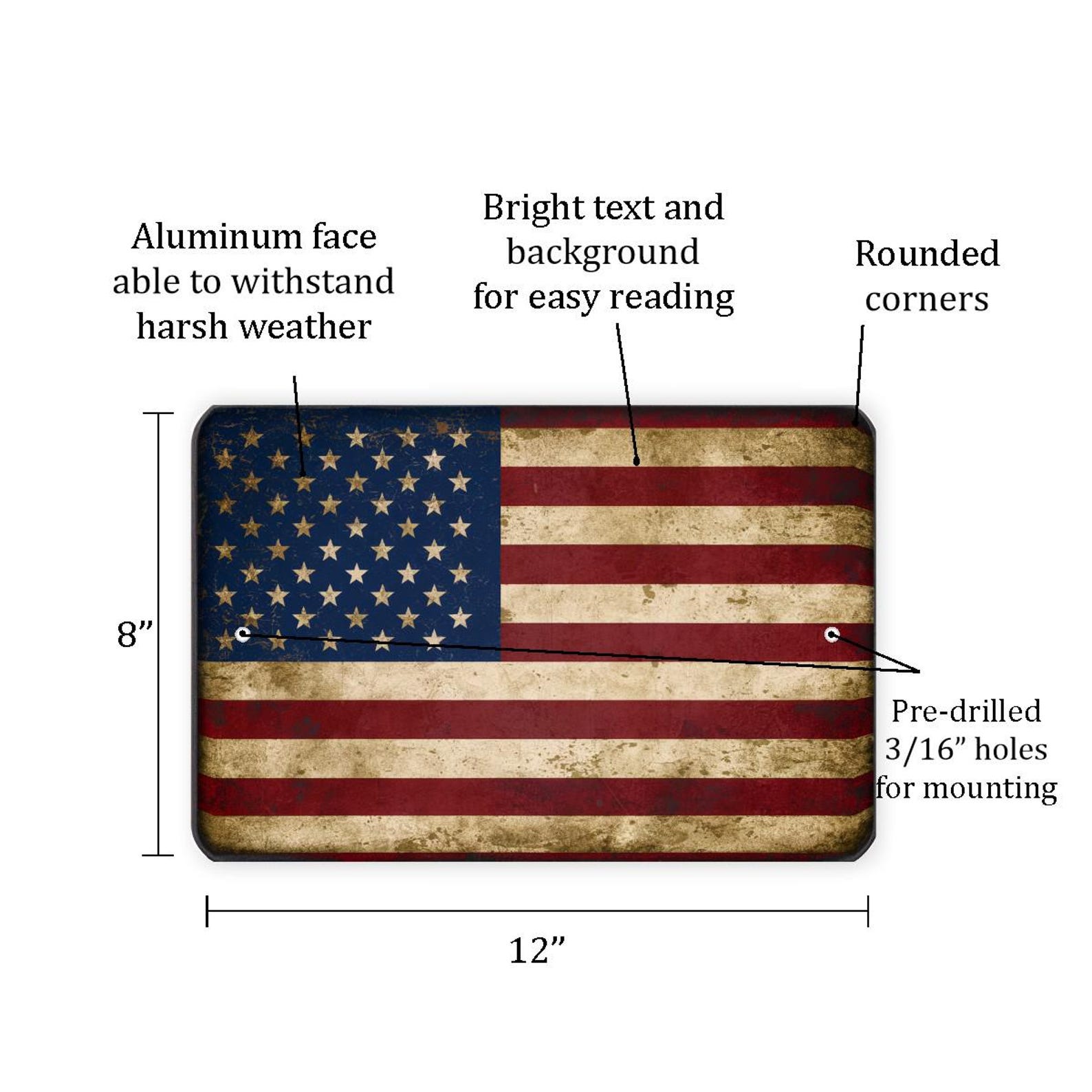 Vintage-style Distressed American Flag Metal Sign - Patriotic Decor ...