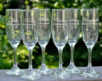 Personalized Engraved Champagne Toasting Glasses (Sold Individually)