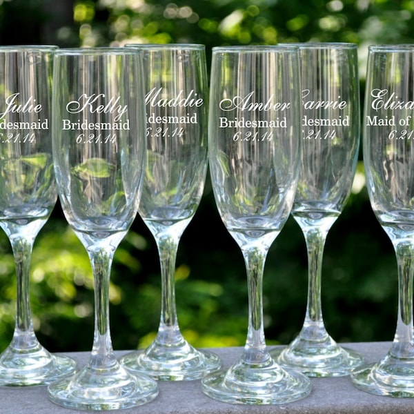 Personalized Engraved Champagne Toasting Glasses (Sold Individually)