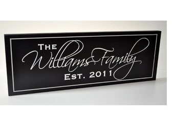 Personalized Carved Wood Family Name Sign With Established Date