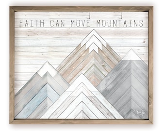 Faith Can Move Mountains Rustic Wood Wall Sign