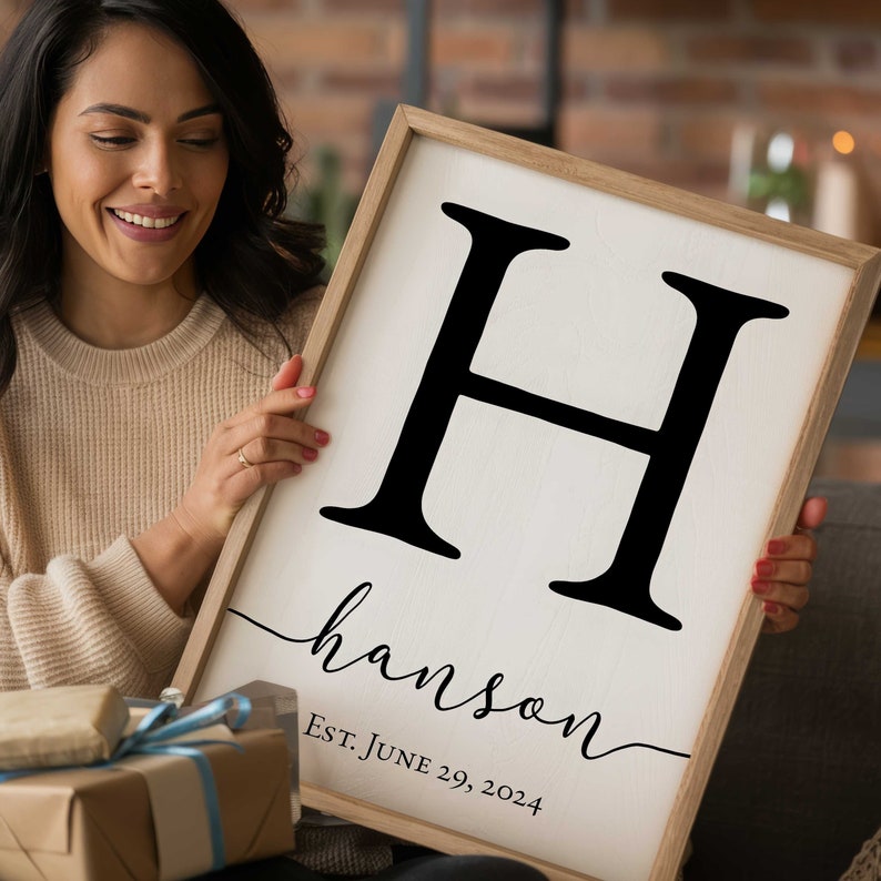 Personalized Family Name Sign - Custom Wooden and Canvas Monogram - Perfect for Weddings, Anniversaries, Housewarmings - Handmade Decor