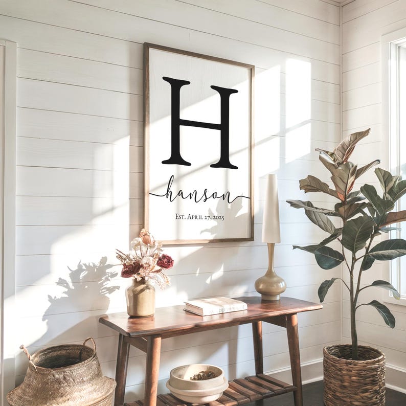 Personalized Family Name Sign - Custom Canvas Board Monogram - Perfect for Weddings, Anniversaries, Housewarmings - Handmade Rustic Decor