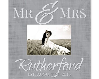 Mr & Mrs Personalized Picture Frame For A 5x7 Photo