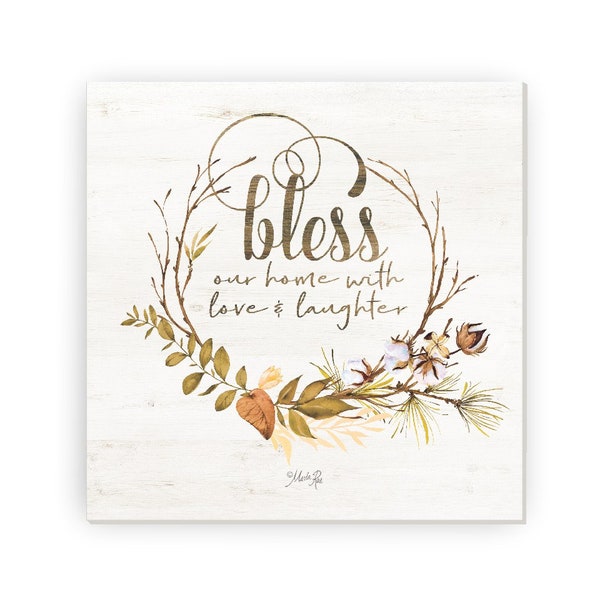 Panneau Décoratif En Bois Sculpté "Bless Our Home" - 17 X 5.5 Pouces, Fait Main, Signe Mural