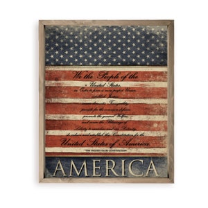 US Flag Constitution Patriotic America Farmhouse Style Wall Decor Sign - Available In Four Sizes
