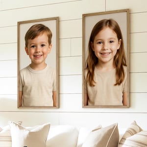 Custom Printed Photo Portrait with Frame – Personalized Wall Art on Canvas Textured Board, Family Photo Gift Sold Individually