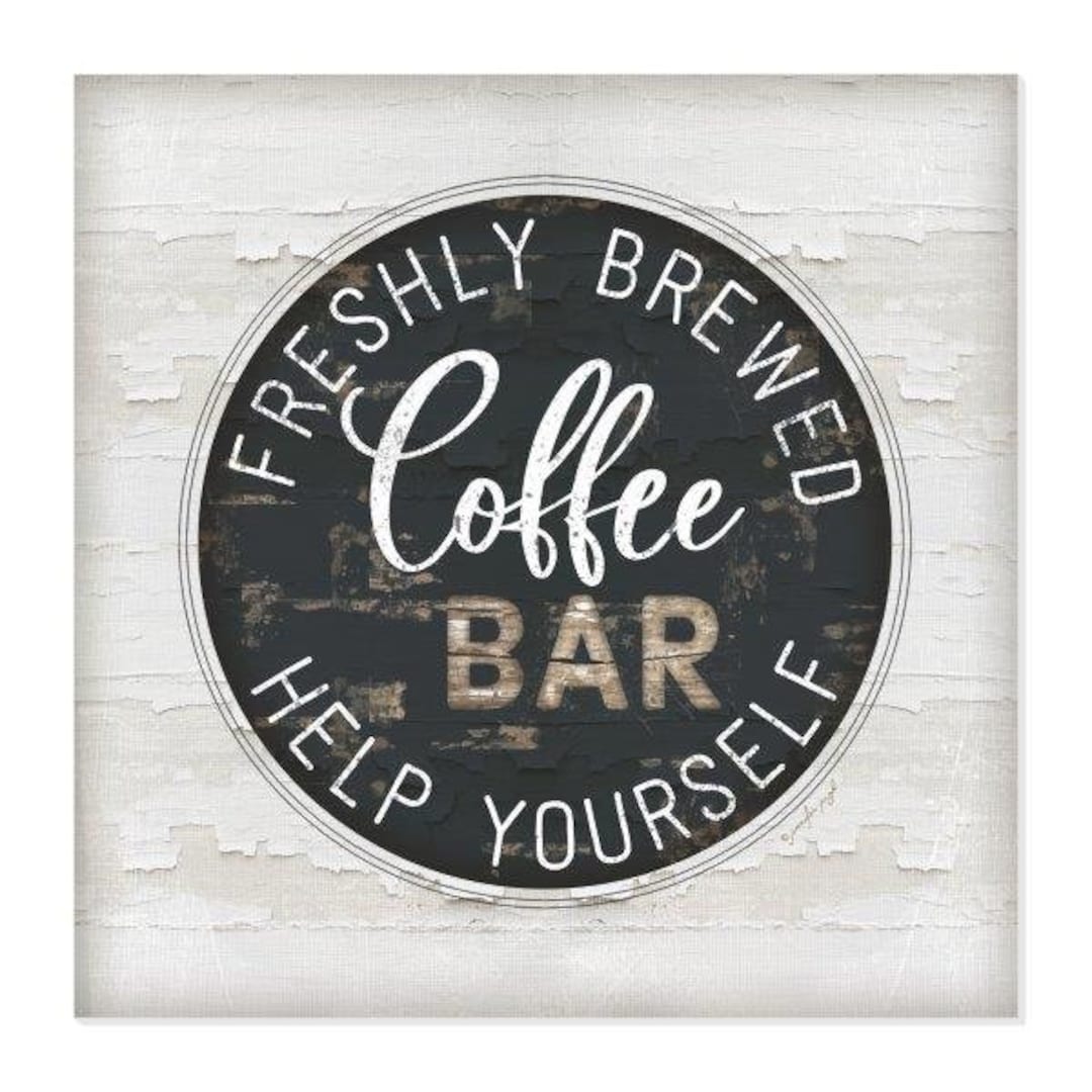Freshly Brewed Coffee Bar Farmhouse Style Wood Wall Decor Sign Etsy