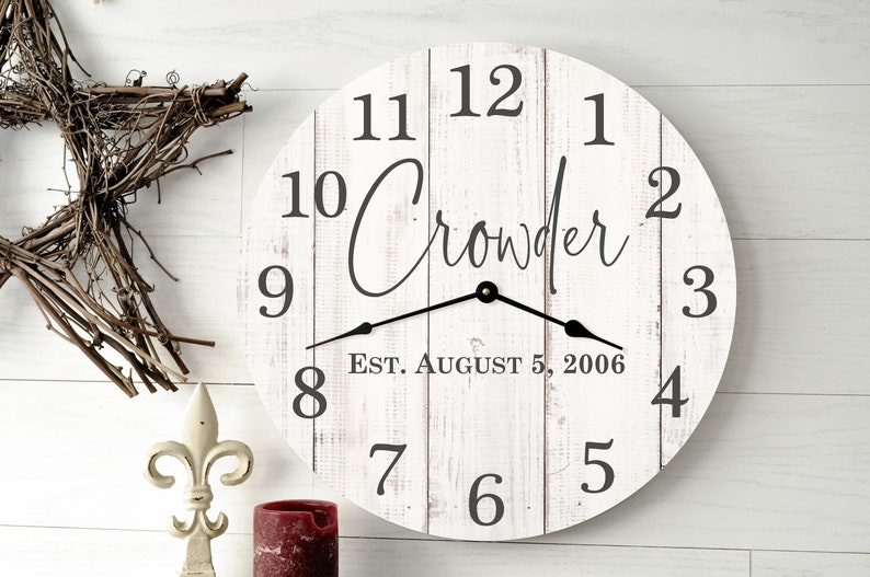 Personalized Rustic Clock 13 or 18 image 1