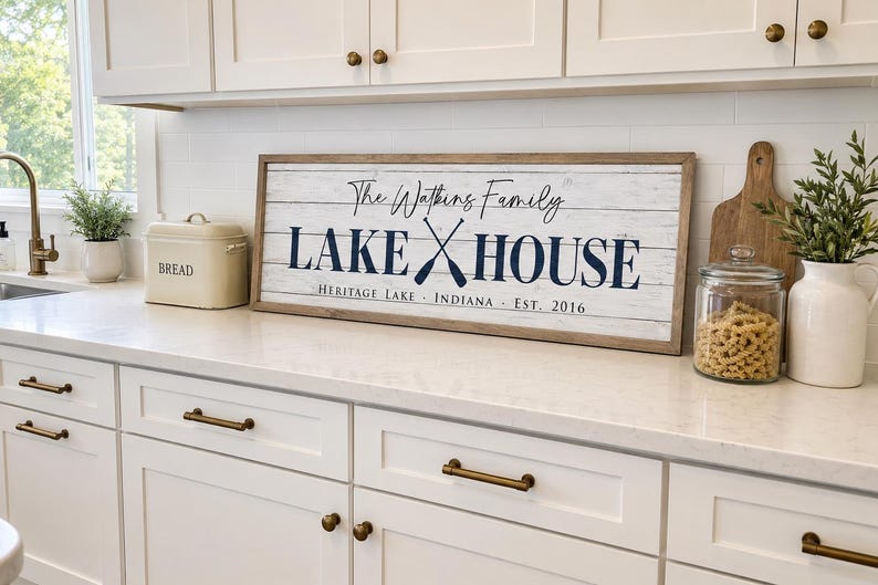 Personalized Lake House Sign, Custom Family Last Name Lake House Sign, Cabin Sign, Lake Home Wall Decor, Housewarming Gift image 5