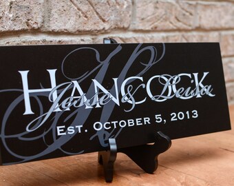 Personalized Printed Wood Family Name Sign With Established Date