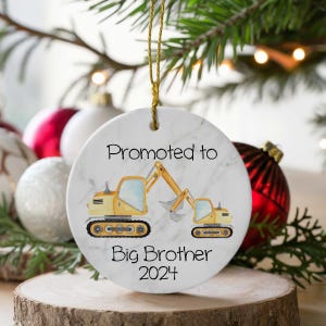 Promoted To Big Brother Big Sister New Baby 3 Inch Ceramic Christmas Ornament With Gift Box