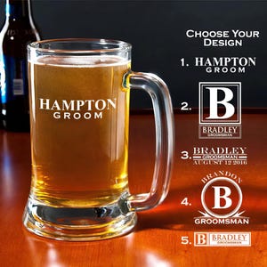 Personalized Engraved 16 Ounce Glass Beer Mug (Sold Individually)