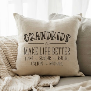 Personalized Grandkids Names Pillow Cover with Custom Names - The Perfect Gift for Proud Grandparents