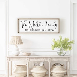 Personalized wooden name sign for any home. This custom family name sign is perfect for farmhouse decor. Great as a last name sign or established sign, and fits well with personalized family home decor.