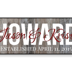 Personalized Printed Wood Family Name Sign With Established Date
