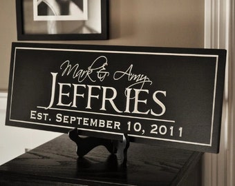 Personalized Carved Wood Family Name Sign With Established Date